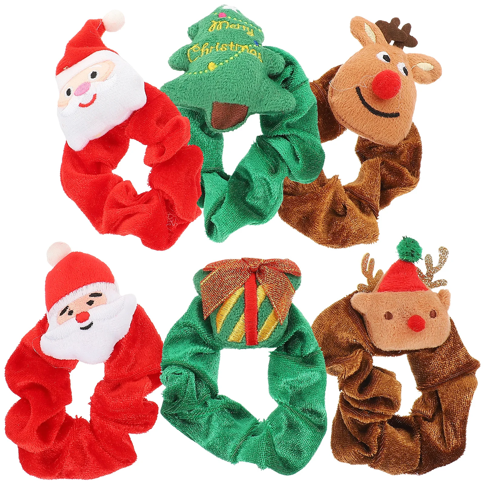 

6Pcs Christmas Hair Scrunchies Cute Elastic Hair Bands with Festive Patterns Ideal for Xmas Party Home Travel Fashion Decor