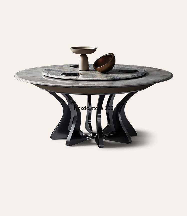 Light luxury marble round dining table and chair combination