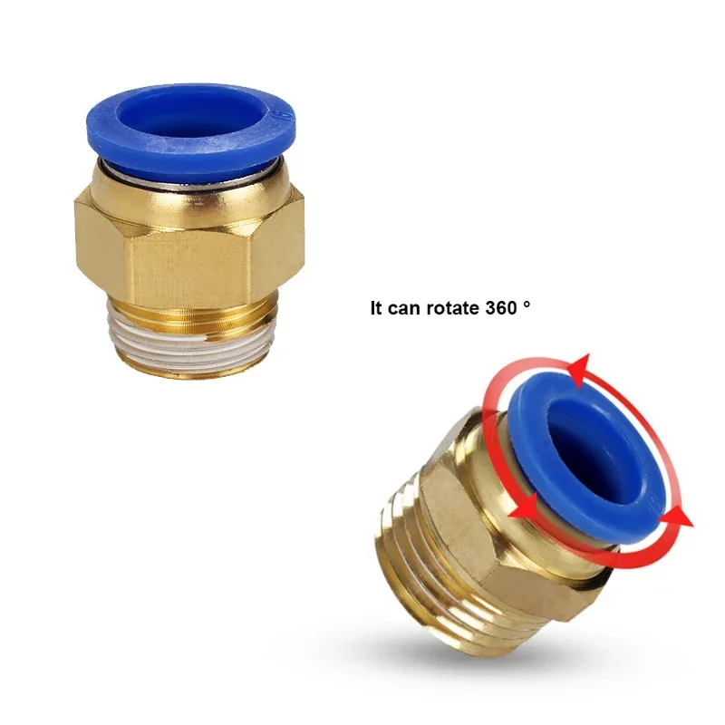 PC Air Pneumatic Fitting Quick Connector 4mm 6mm 8mm 10mm 12mm Male Thread 1/8 1/4 3/8 1/2 For Air Compressor Hose Tube Pipe