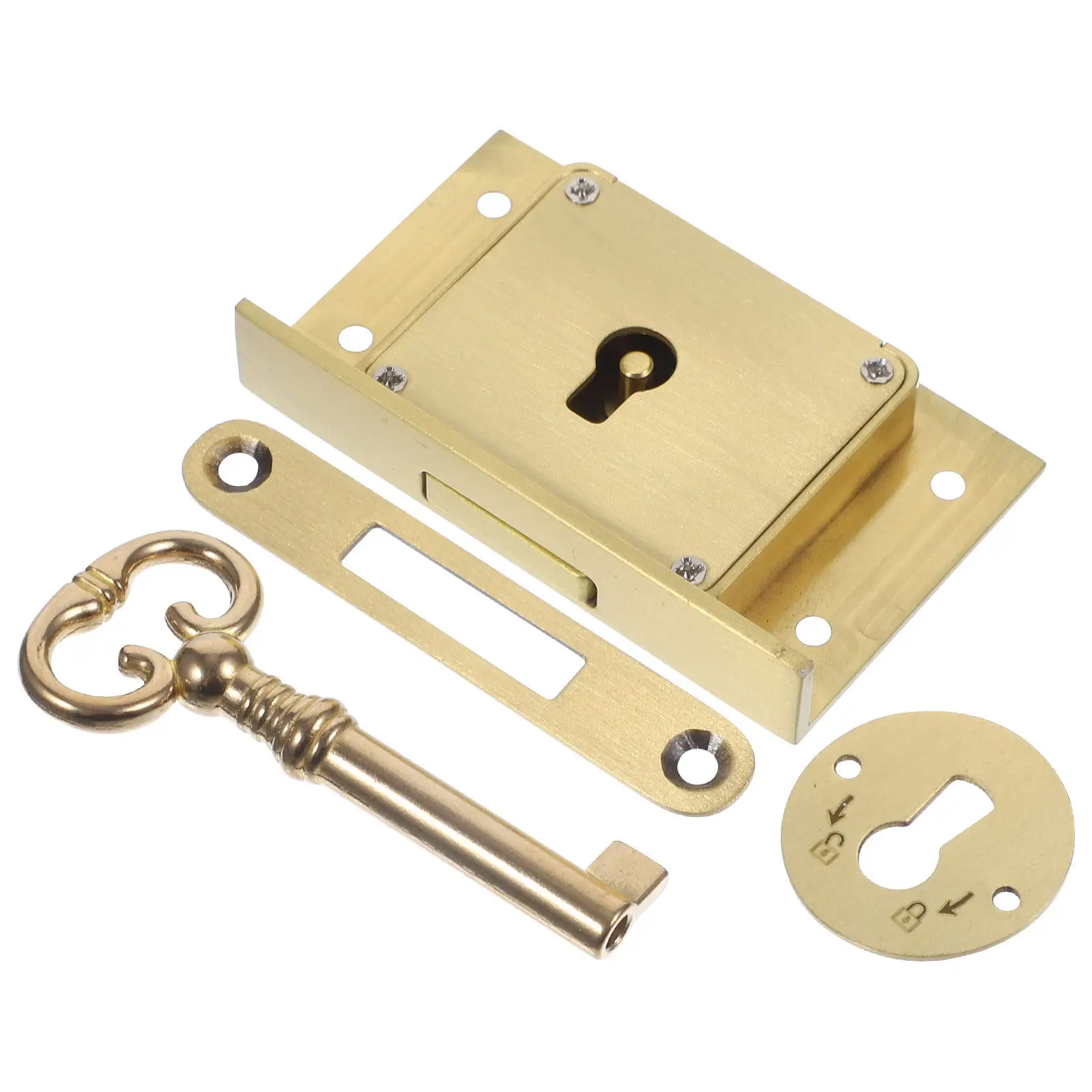 1Set Brass Drawer Lock Vintage Design for Desk Cabinet Filing Cabinet Wooden Box Retro Furniture Lock with Key Smooth Closing