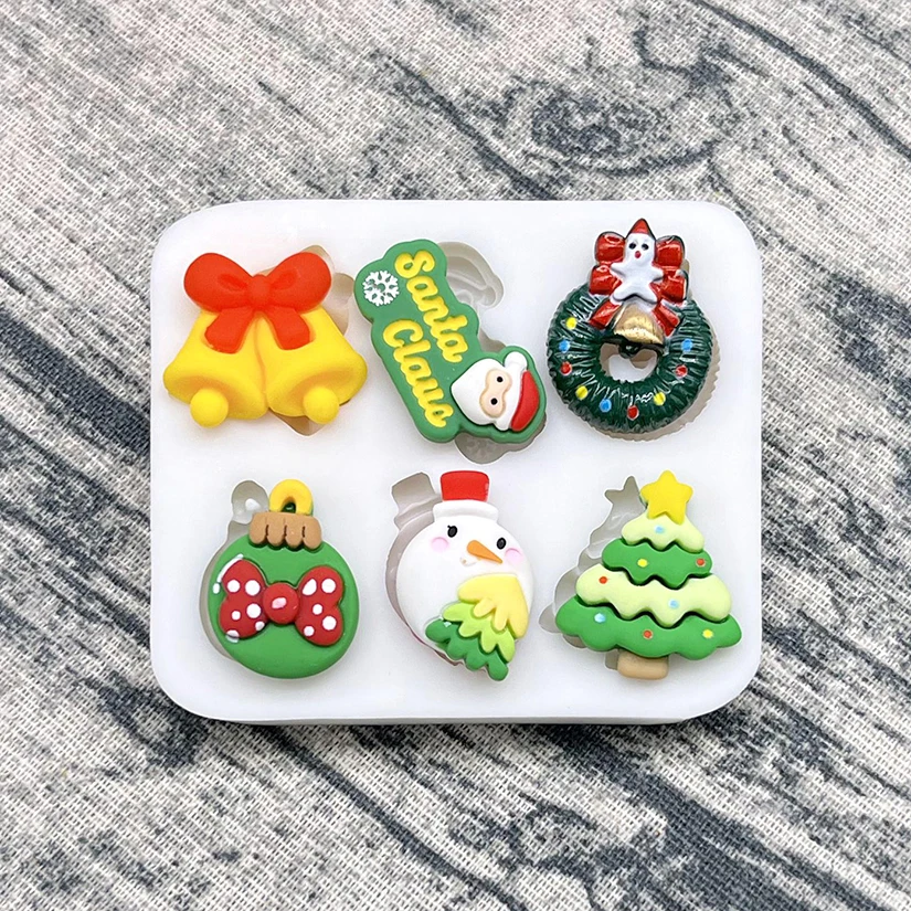 Christmas Snowman Santa Claus Silicone Sugarcraft Mold Resin Tools Cupcake Baking Mould Fondant Cake Decorating Tools