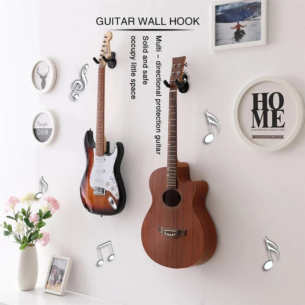 1 Pc Metal U-Shaped Guitar Wall Mount Stand Hanger Holder Hook for Acoustic, Electric Guitar Banjo Bass Gift for Guitar Player