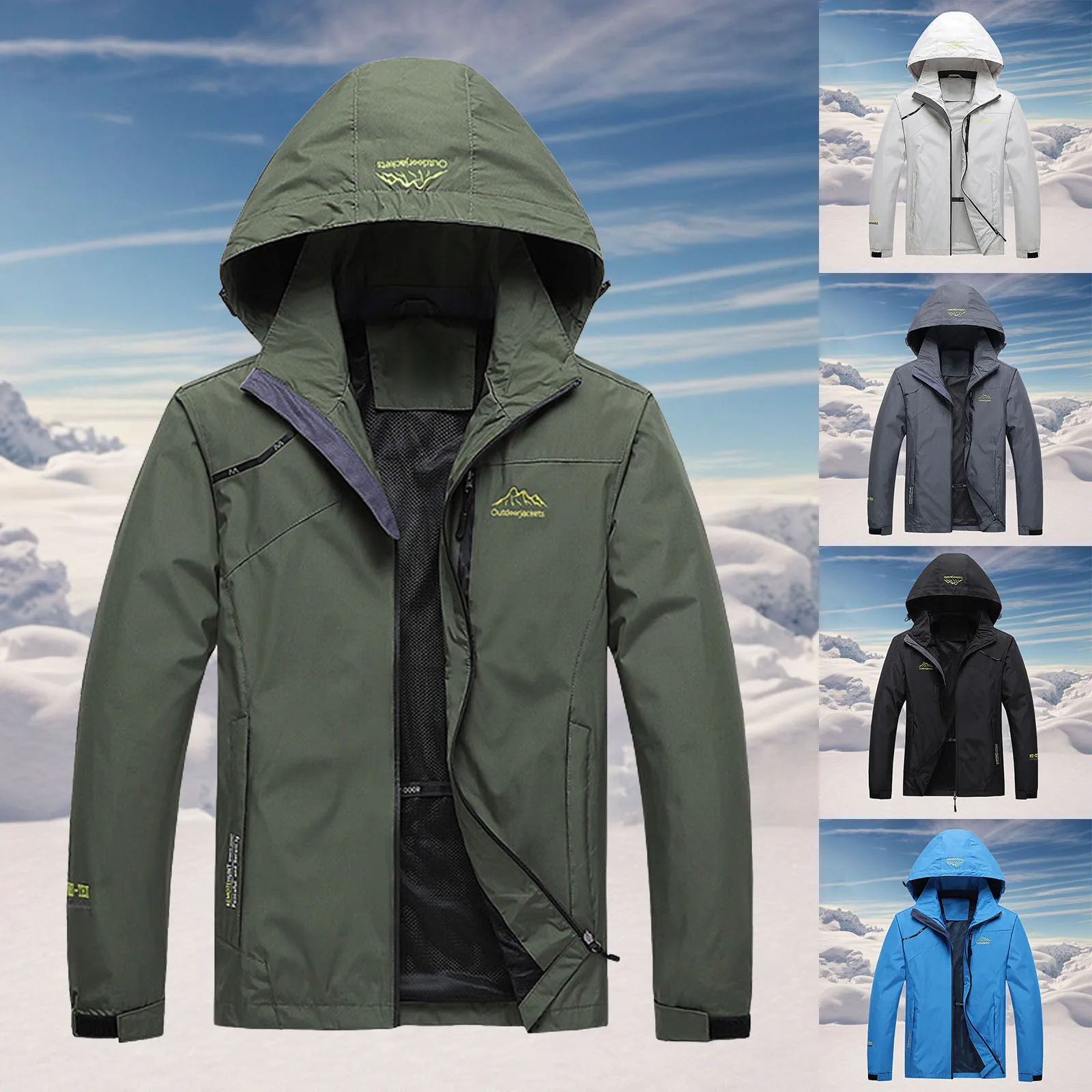 

Men's Hooded Outdoor Casual Sports With Pockets Hiking Clothing Windbreaker Jacket Coat Sportswear Windproof Hip Hop