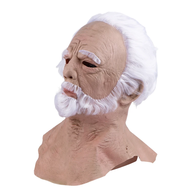1 Stück Halloween-Dekoration Männermaske Vollkopfmaske Realistische Silikon-Oldermaske Simulationszubehör Party-Cosplay-Requisiten – Detail 4