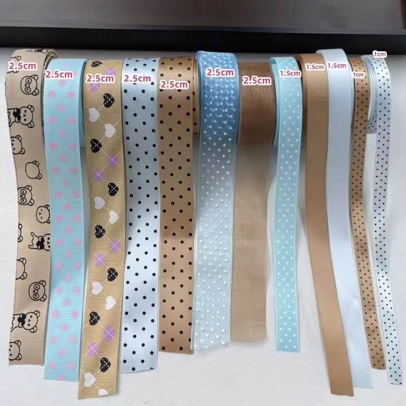 10-teiliges gemischtes koreanisches Schleifenset mit Tupfenmuster, handgemachte Schleifen, Haaraccessoires, Geschenkverpackung, DIY-Material, Dekorationen, Ins-Geschenk – Detail 6