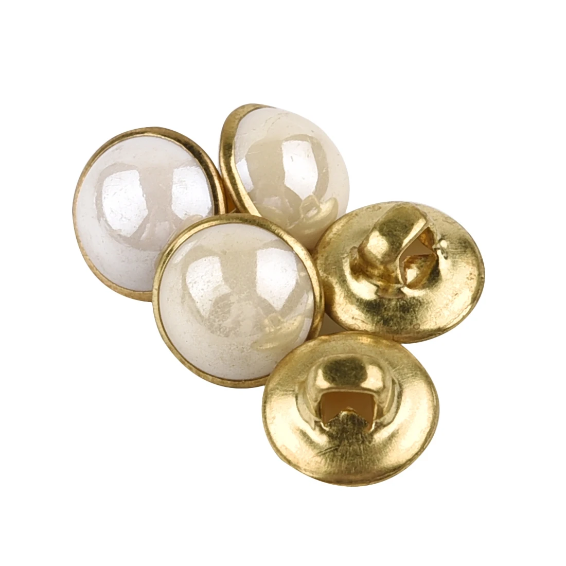 50Pcs/Set White Black Color Pearl Shank Buttons Metal Back 10mm Diameter Sewing Buttons For Clothing Dress DIY Decoration