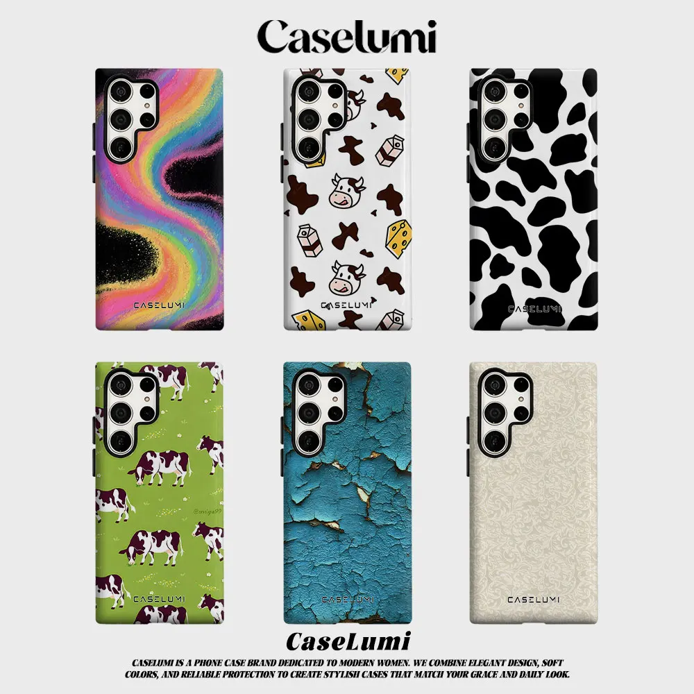 Cosmic Rainbow Swirl For Samsung Galaxy Phone Case S23 S20 S25 FE S24 Plus S26 Ultra 2-IN-1 Shockproof Bumper Hard PC
