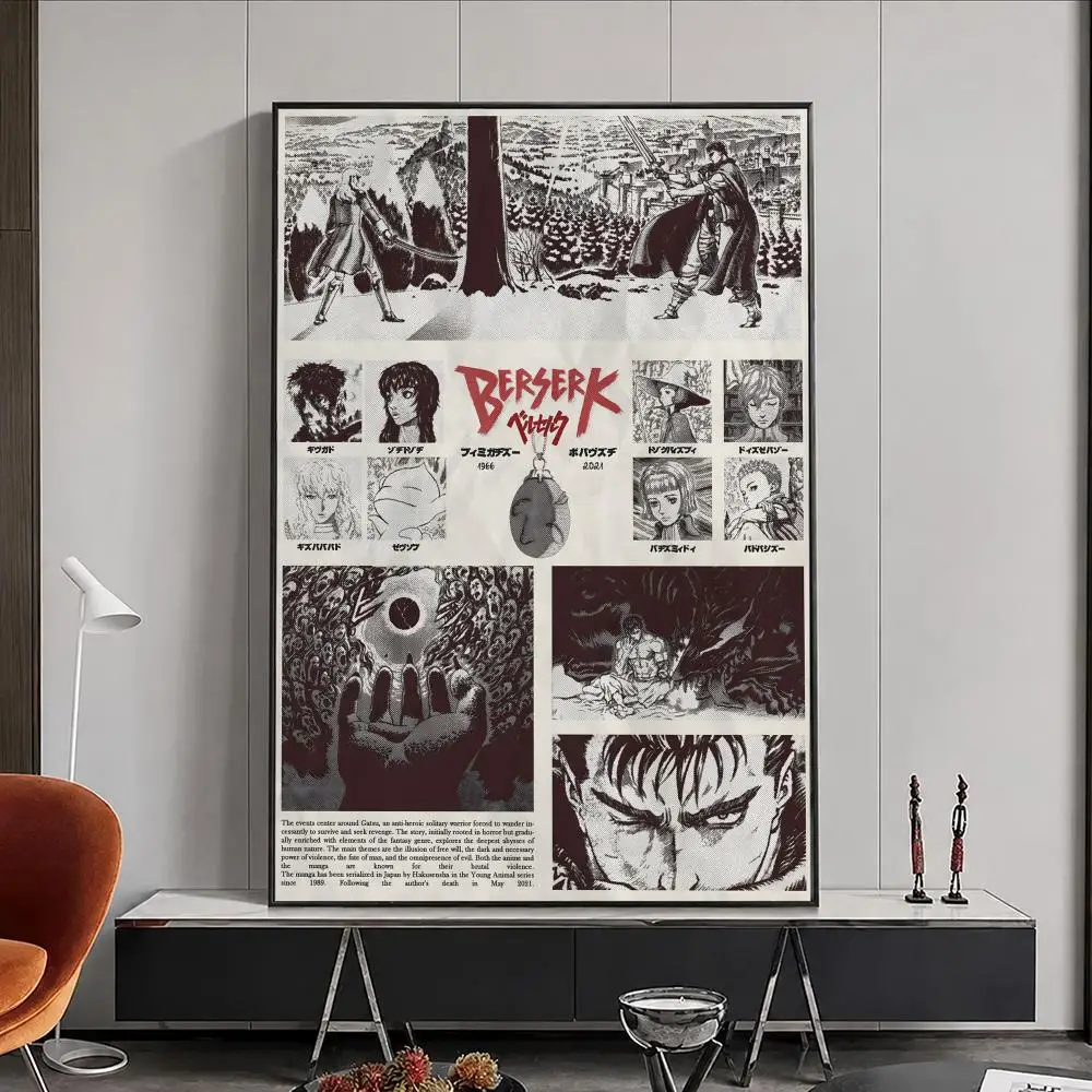 Anime Berserk Poster, Poster, Wandaufkleber, wasserfest, selbstklebend, HD-Kunst, Schlafzimmer, Bar, Dekoration – Detail 19