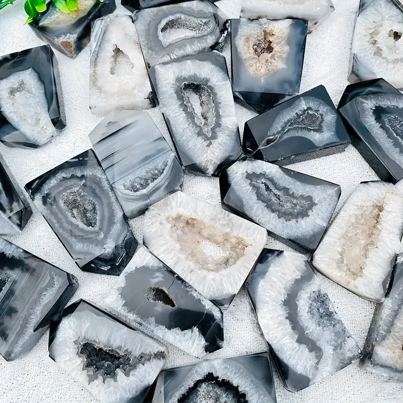 1 قطعة نقطة العقيق الجيود الأسود الطبيعي-كريستال DIY بها بنفسك ، ديكور المنزل ، صنع المجوهرات ، الهالوين ، زينة حفلات عيد الميلاد