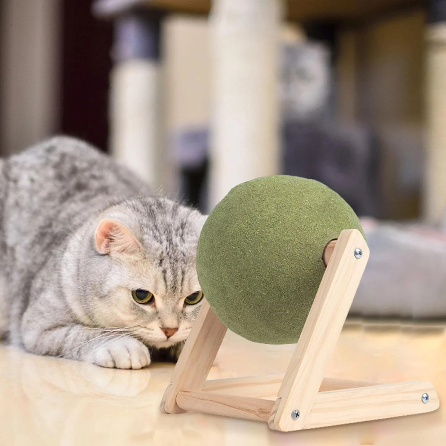 Exciting, Rotatable Catnip Floor Toy for Cats - Interactive, Catnip-Infused Ball for Endless Fun - Safe, Entertaining, and Stimu