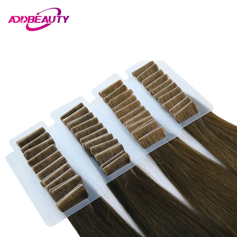 Addbeauty Skin Weft Hair Extension Straight Brazlian Human Hair Extensions 2.5g/pc 40pcs Virgin Human Hair Tape in Fusion Hair