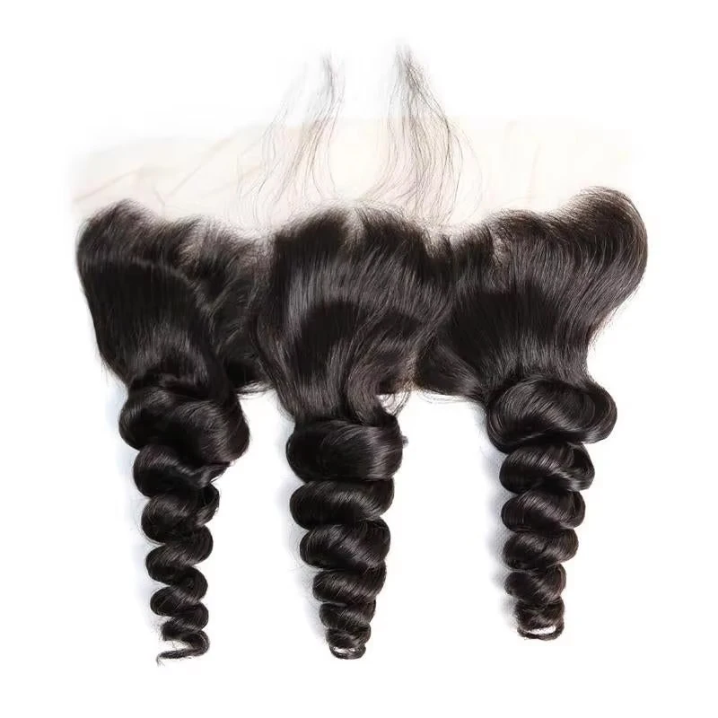 13x4 Loose Wave Lace Frontal Brazilian Human Hair Preplucked 4x4 Transparent Lace Closure Human Hair 8-20 Inch For Women