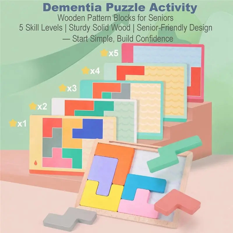 Children's Puzzle Wooden Tile Matching Dementia Activities Early Learning