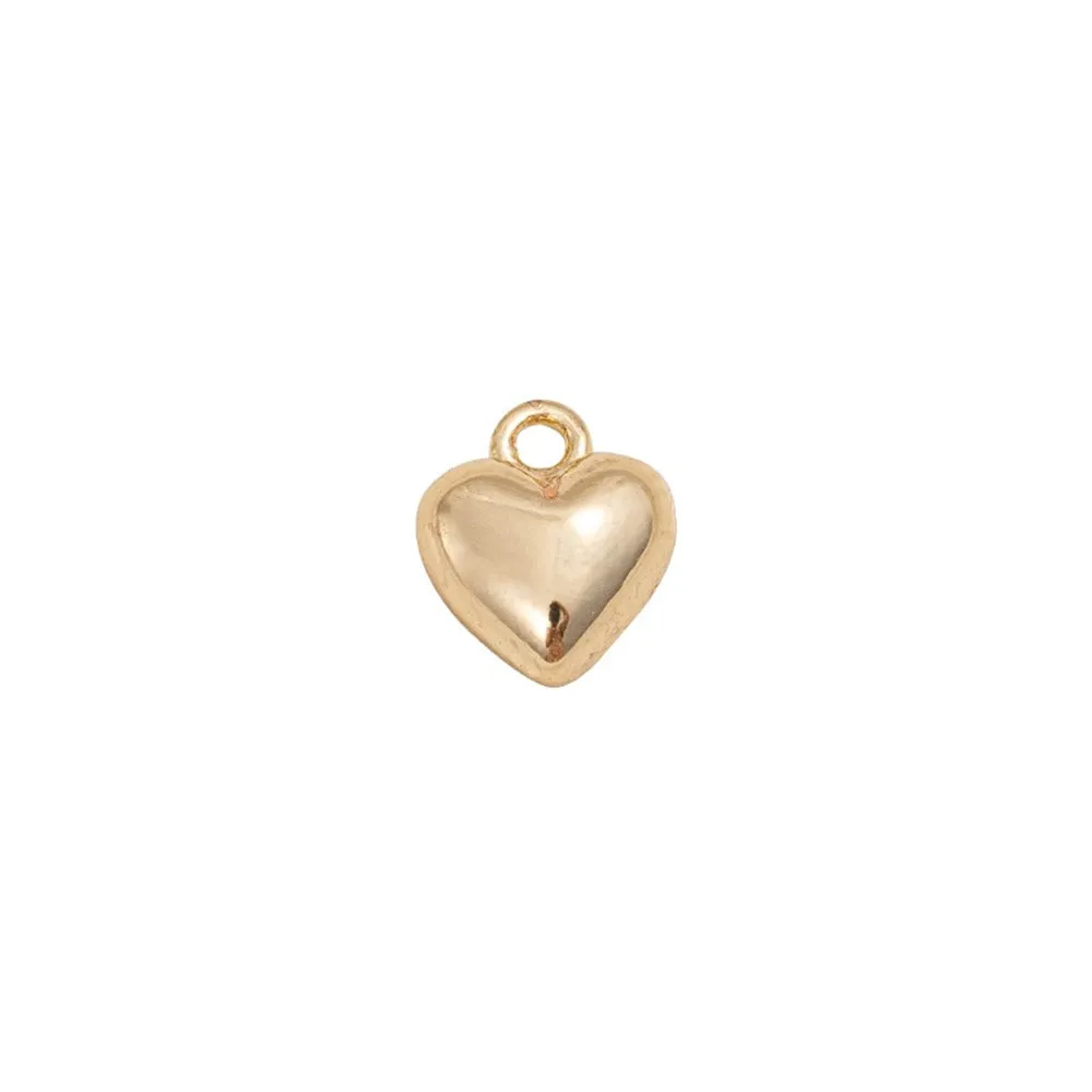 

1PCS Diy Handcrafted Small Heart Pendant in 14K Copper Bag Real Gold Shiny Surface Tail Chain Earrings Heart Pendant