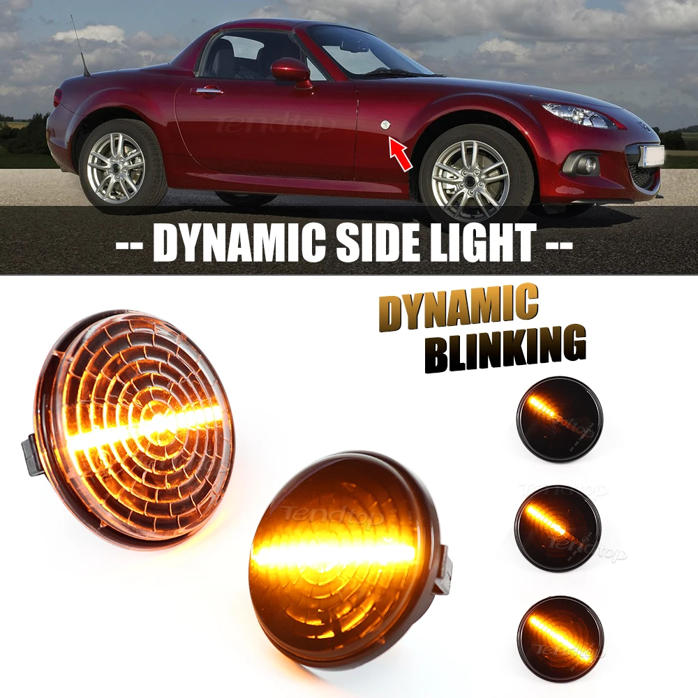 2PCS Led Dynamic Arrow Blinker Indicator Side Marker Turn Signal Light For Mazda MX5 MX-5 MK1 MK2 MK3 1989 1999 2000-2015