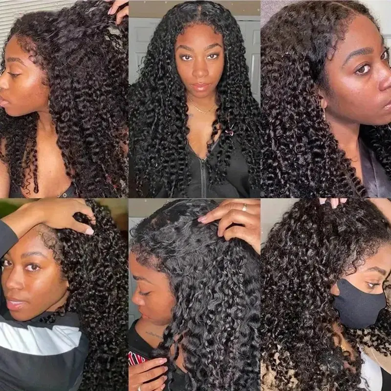 Perruque Lace Front Wig Deep Wave Brésilienne Naturelle, Cheveux Bouclés, Noir 150% Naturel, 13x6, 13x4, 5x5, 28 Pouces, Sans Colle, pour Femme