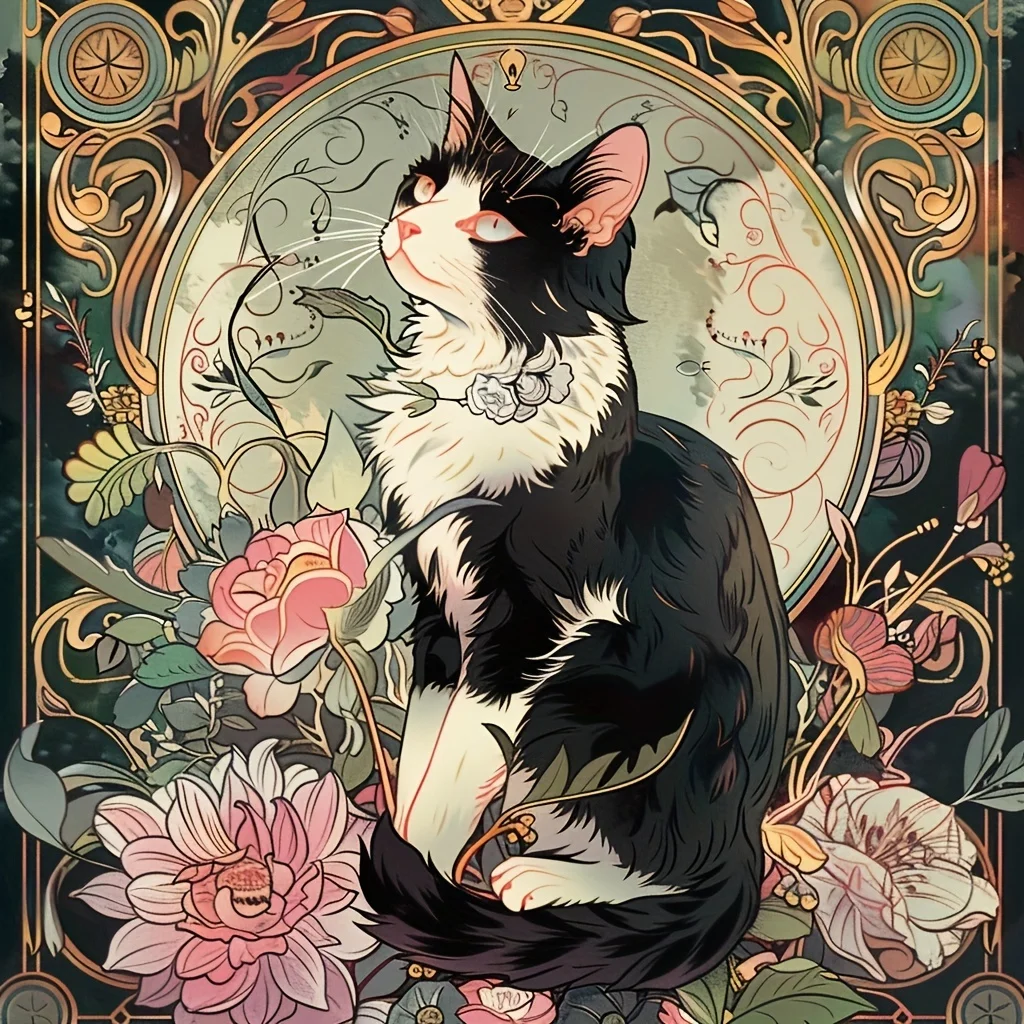 Peinture par numéros DIY, adorable chat, animal pour adultes, dessin à numéros peint à la main, coloriage, art mural, décoration de salon