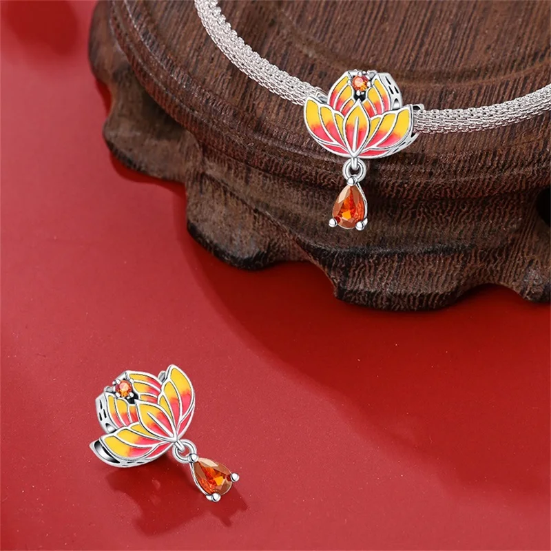 

925 Sterling Silver Lotus Lantern Charms Beads For Women Fit Original Bracelet DIY Birthday Party Jewelry Gifts