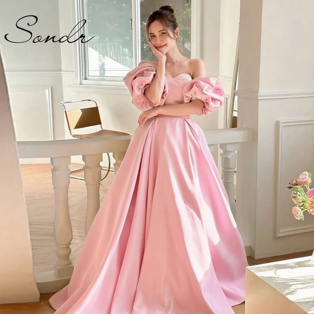 Sondr Sage Brautkleider, koreanische Puffärmel, Empfangskleider, herzförmige, trägerlose Hochzeits-Party-Kleider für die Braut