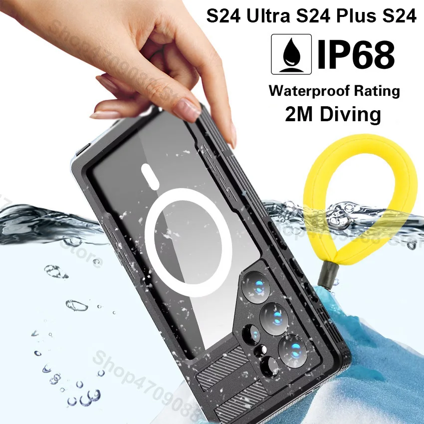 

S24 Ultra IP68 Waterproof Case For Samsung Galaxy S24 Plus 2M Depth Diving Swim Outdoor Sports Magnetic Charge Cover Shockproof