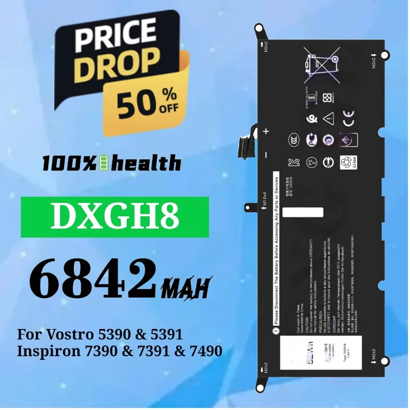 

DXGH8 6842mAh Laptop Battery for Dell Vostro 5390 5391/XPS 13 9380 Lithium Rechargeable Battery