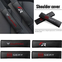 1/2PCS Carbon Fiber Car Seat Belt Cover Embroidery Shoulder Support Pads For Seat Cupra FR Racing Ibiza Leon Exeo Toledo Arona