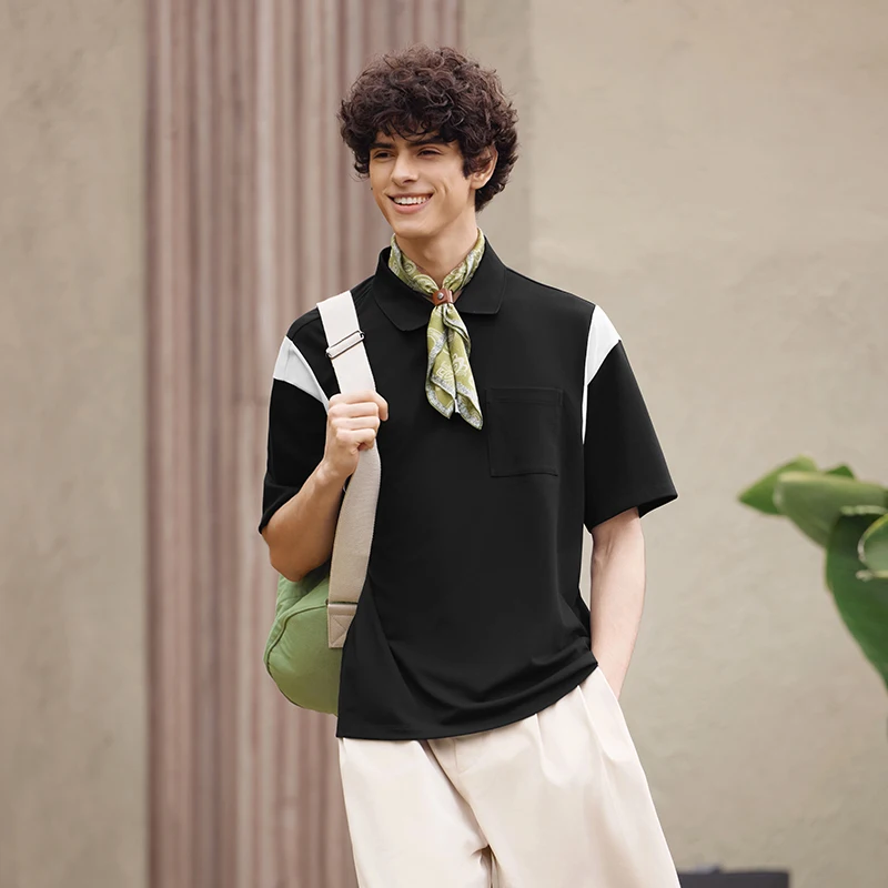 Semir Polo Shirt Men Cooling Antibacterial Color Block 2025 Summer New Short Sleeve Fashion Casual Top