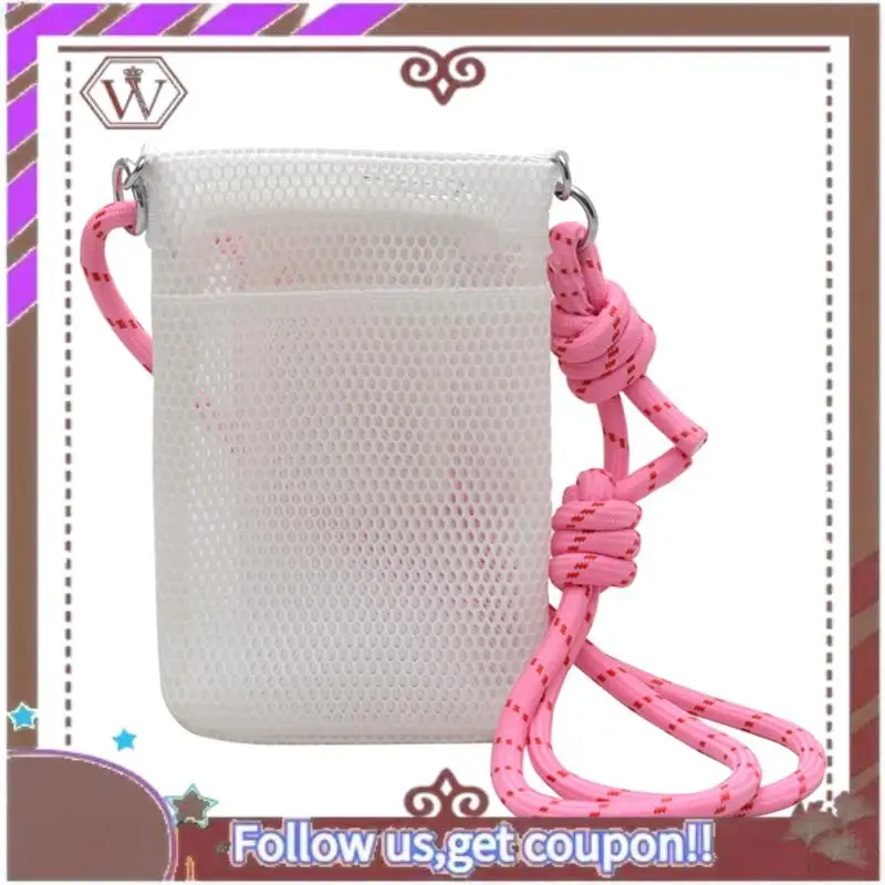 

A95D-Mobile Phone Storage Bag Sweet Mesh Design- Solid Color Hollow Shoulder Bag For Teenagers