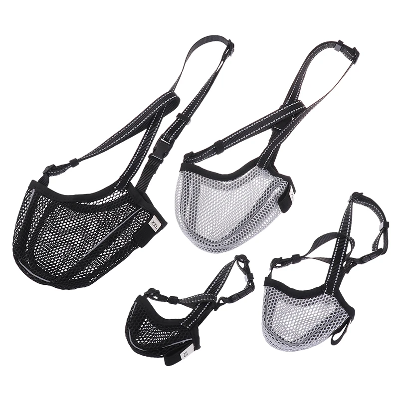 Dog Mesh Muzzle With Reflective Strips For S/M/L Dogs Anti Biting Scavenging Chewing Muzzle Allows Dogs To Pant And Drink