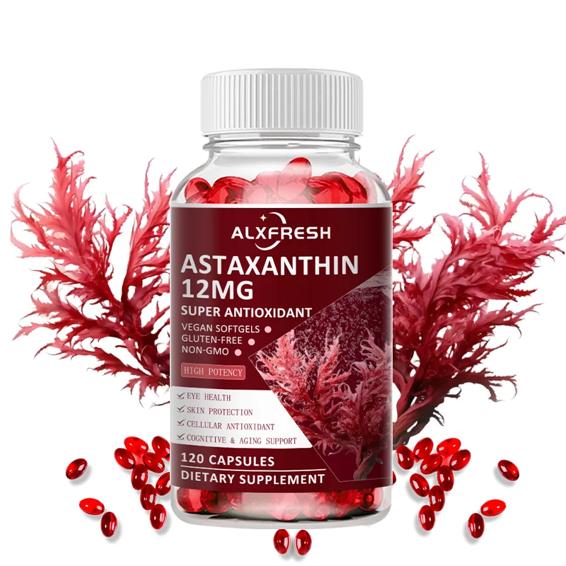 Astaxanthin Capsules For Relieve Eye Fatigue Support Skin Brain Heart Health Improve Concentration and Memory And Delay Aging