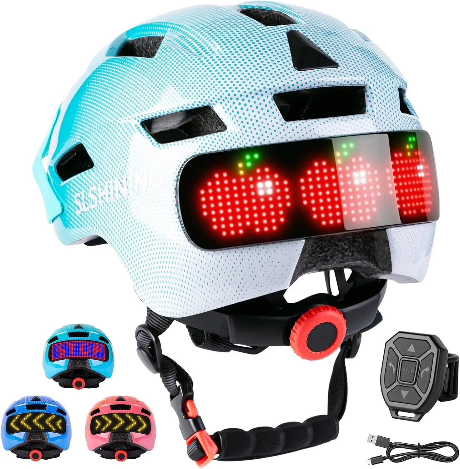 

Детские велосипедные шлемы со светодиодным дисплеем, высокой видимостью, сигнальными огнями поворота и остановки, регулируемые для детей 3-14 лет, для безопасной езды на велосипеде