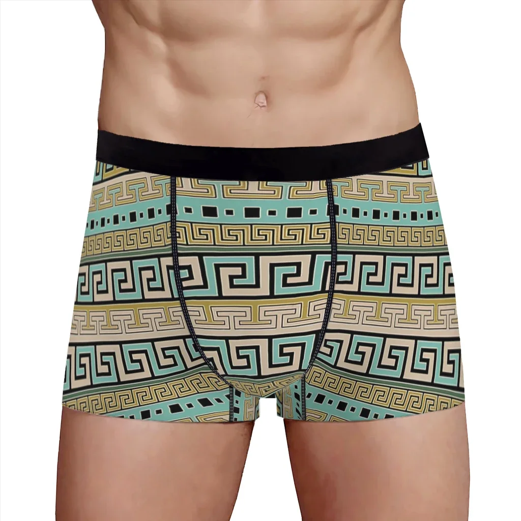 Meander Pattern Greek Key Ornament  Underpants Breathbale Panties Male Underwear Print Shorts Boxer Briefs