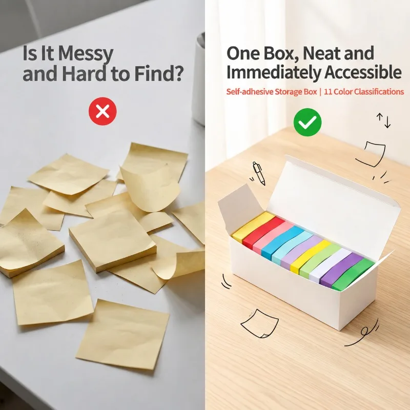 Colorful Square Sticky Notes Strong Adhesive Paper Notepads Tearable Memo Slips Message Labels for Office Reminder Marking