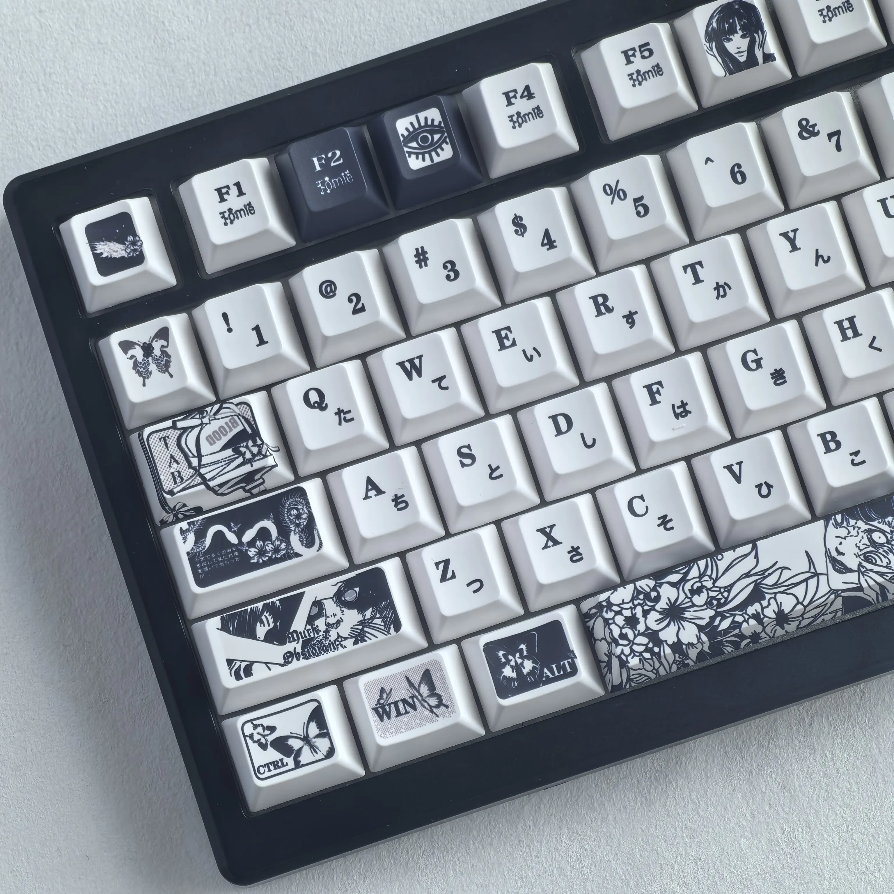 MAIMOOO Keycap Tommie Black White English Russian Korean Anime Horror Theme Customized DIY Aula Mechanical Keyboard Keycaps