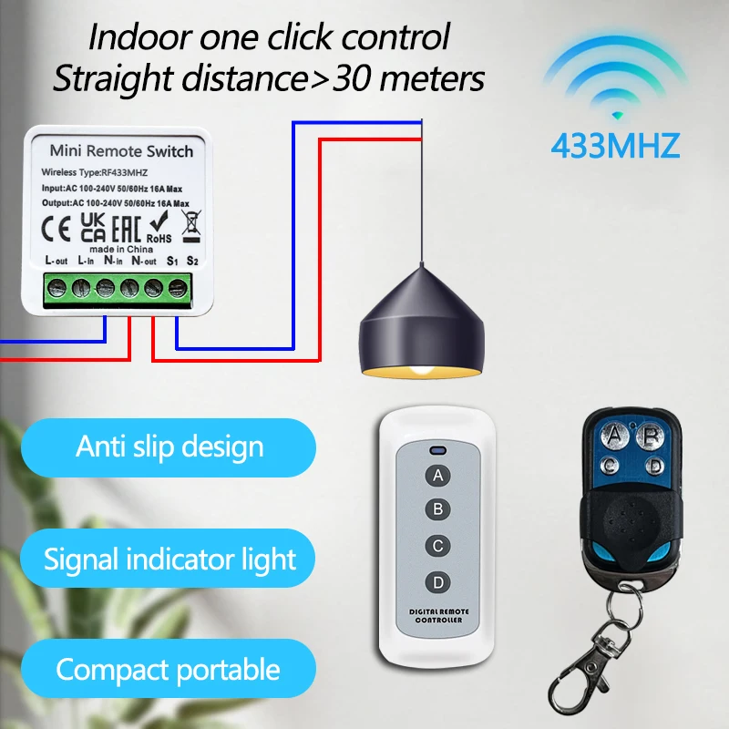 الذكية RF 433MHz اللاسلكية الجدار التبديل أنماطين 4 مفاتيح التحكم عن بعد 16A التتابع استقبال ل مصباح ليد مروحة الستار أبواب المرآب