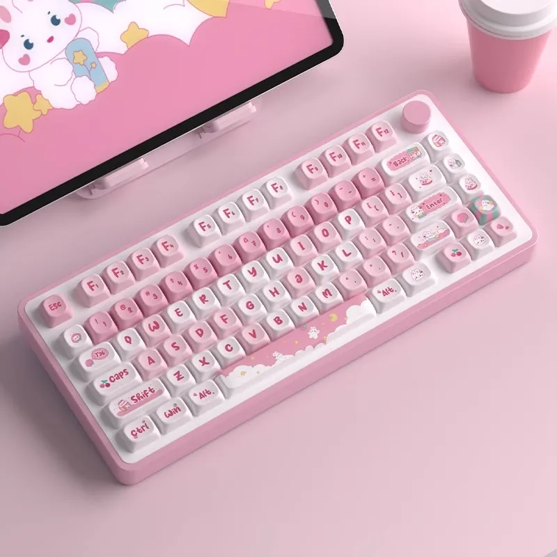 1 セットスナックウサギキーキャップ PBT 染料昇華キーキャップ MOT プロファイル耐光キーキャップ MX スイッチキーボード 61 64 75 84 87 96
