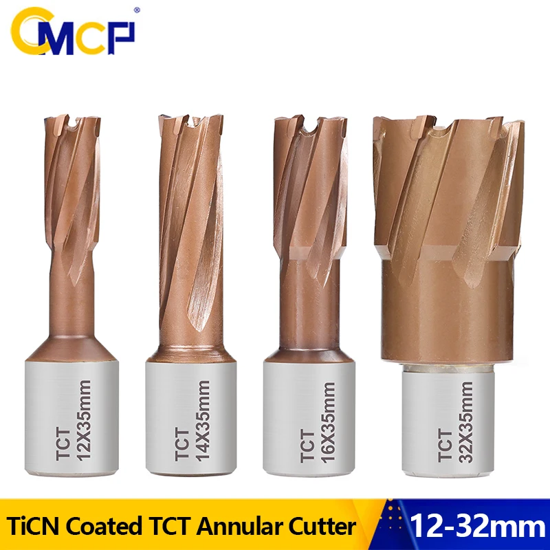 

CMCP 3/4" Shank TCT Annular Cutter 12-32mm Magnetic Hollow Drill Bit TiCN Coated Core Drill Bit For Metal Cutting Hole Saw