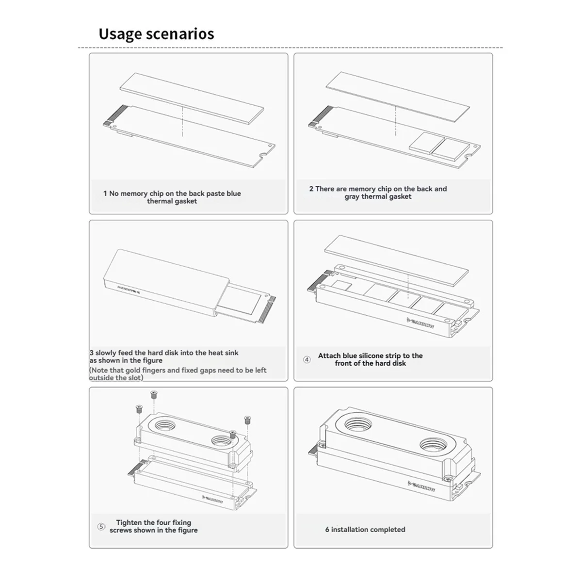 Water Cooling Block for 2280/22110 PCI-E SSD, SATA M.2, NVMe Heatsink - Enhanced Double-Sided Heat Dissipation A