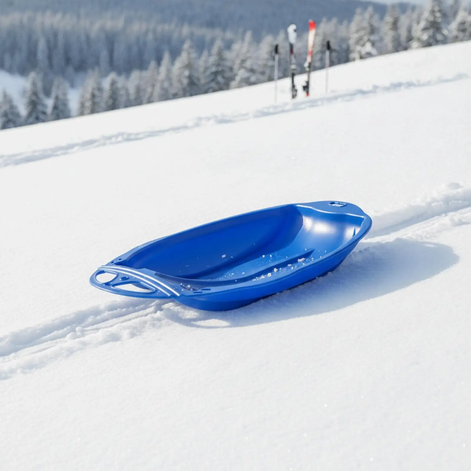 Kids Snow Sled with Pull Rope Molded HDPE Frame Safe Winter Sliding Sled for Snowy Day Play