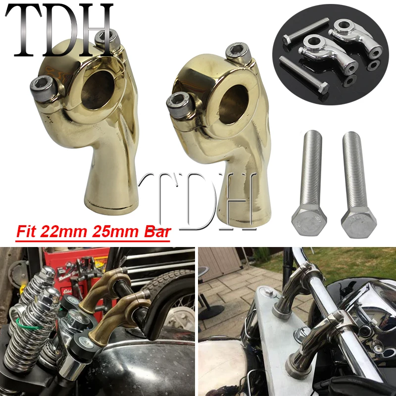 Solid Brass Motorcycle Custom 25/22mm Handlebar Riser For Harley Honda Yamaha Suzuki Cruiser Vintage 1