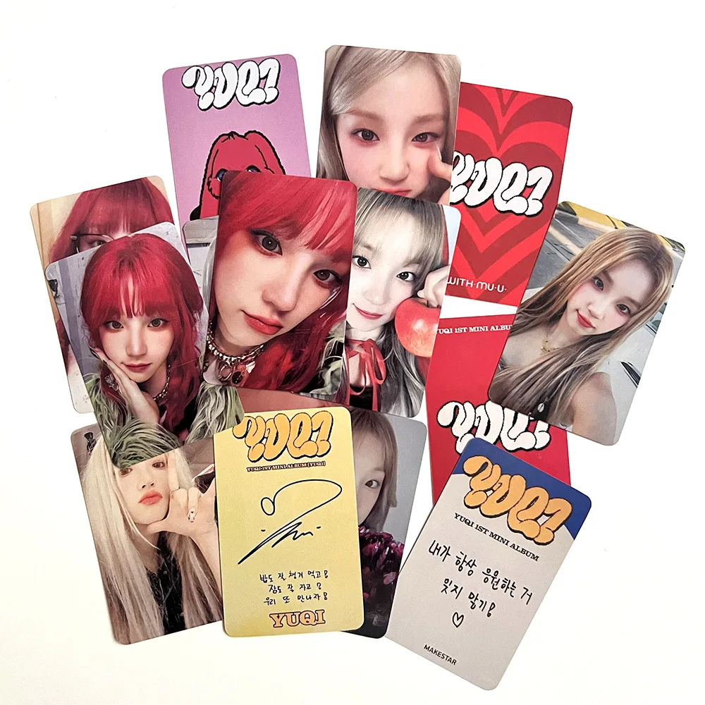 Kpop 4 or 5Pcs/Set (G)I-DLE YUQI Solo Mini Album Double Sided LOMO Card Pvc Postcards Desk Calendar Photocard Merch Gift