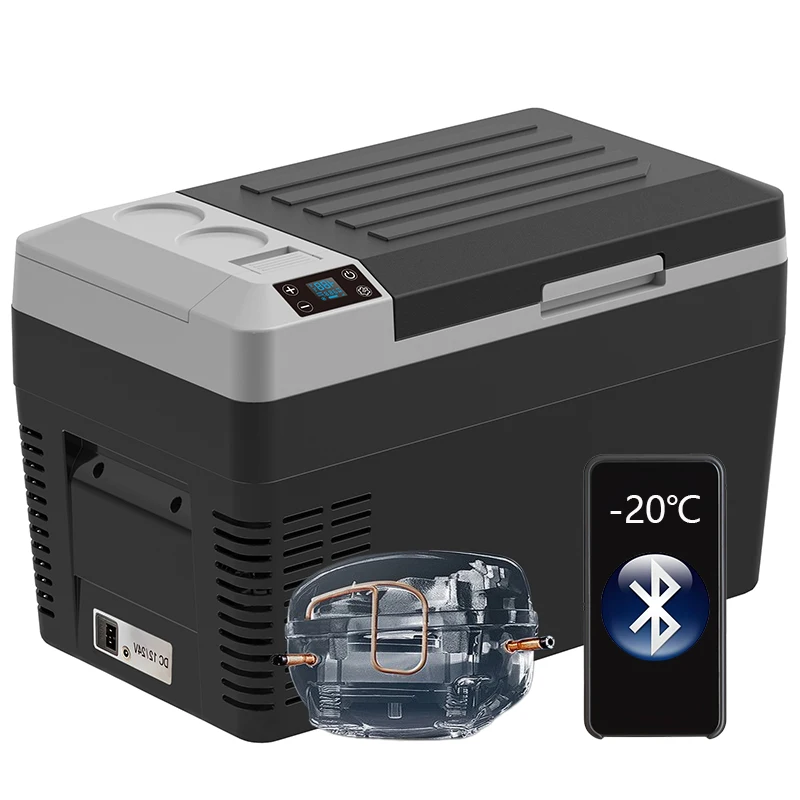 FJ25 25L DC AC Compressor Travel Solar Power USB Display Battery Mini Cooler Cooling Portable Car Fridge Freezer Refrigerator