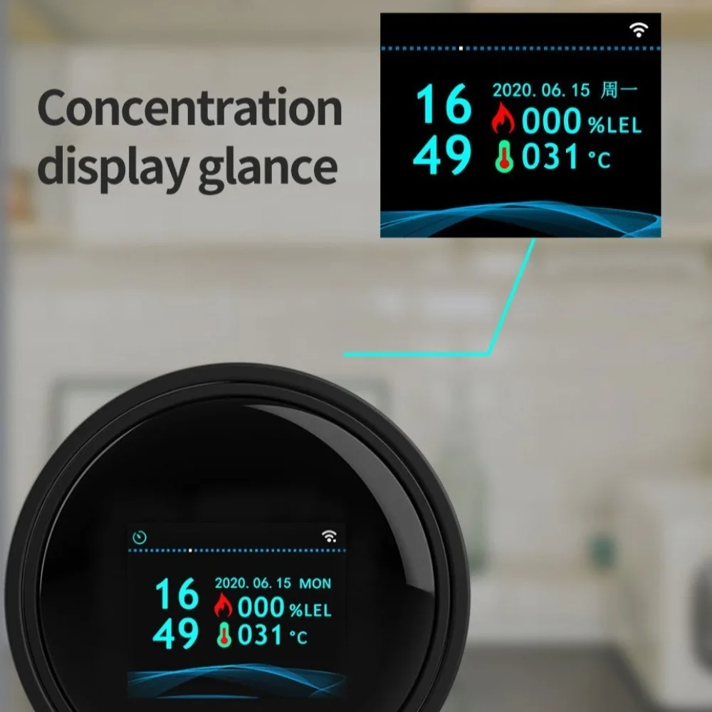 Security Natural Gas Leakage Detector Temperature Display Fire Sensing Biogas Leak Detector Digital LED Smart Gas Alarm Methane