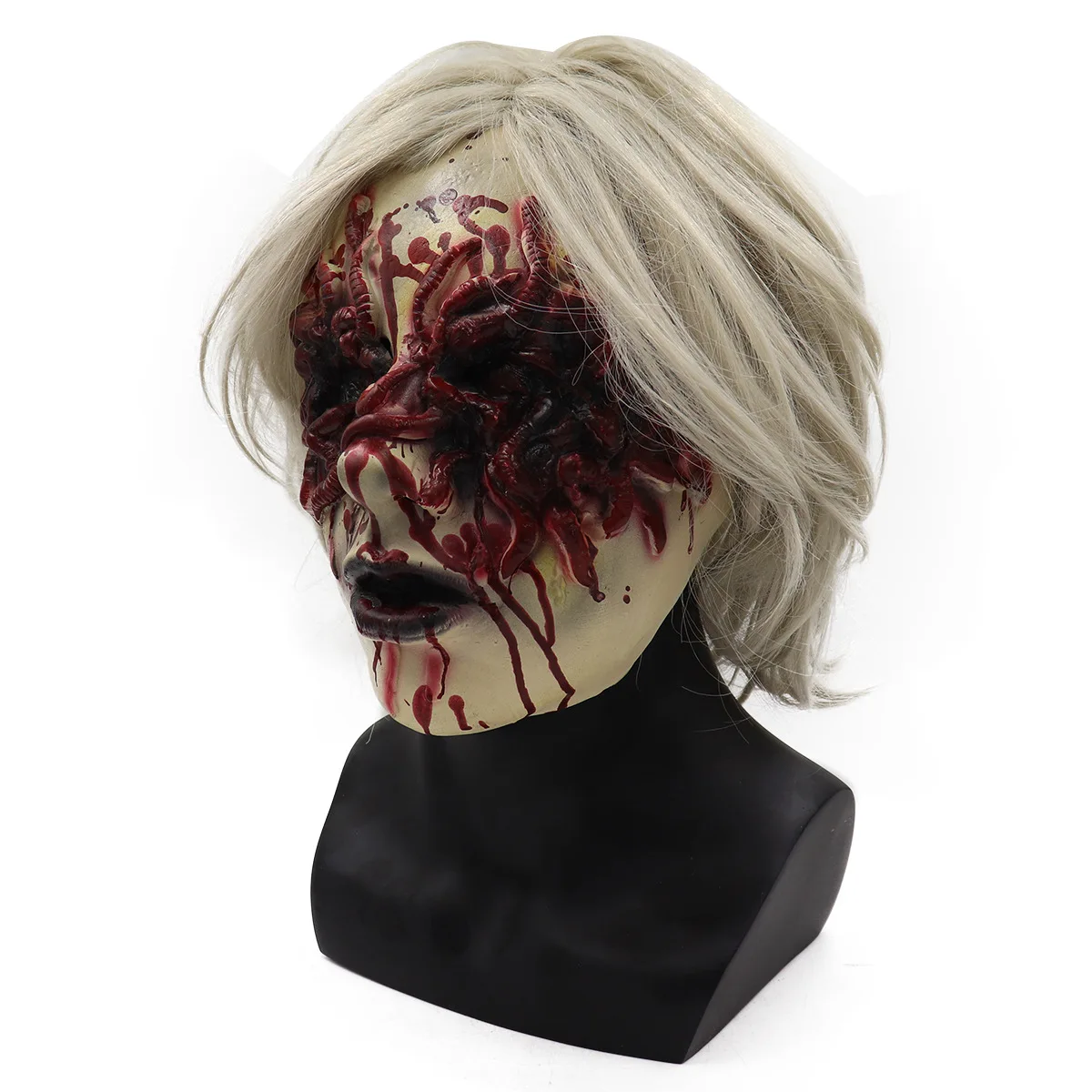 

Halloween Horror Witch Mask Curse White Haired Female Ghost Monster Hood Mask Black Haired Zombie Mask