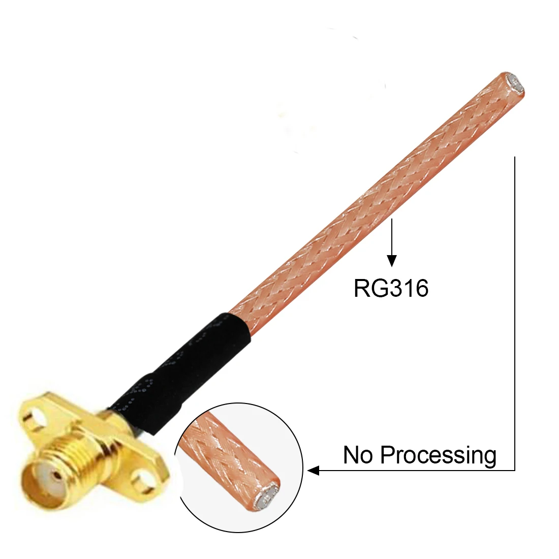 1PC SMA Female Jack 2-Hole Panel Mount RG316 Cable Other End No Connector/Exposed/Fork Soldering Customized NEW