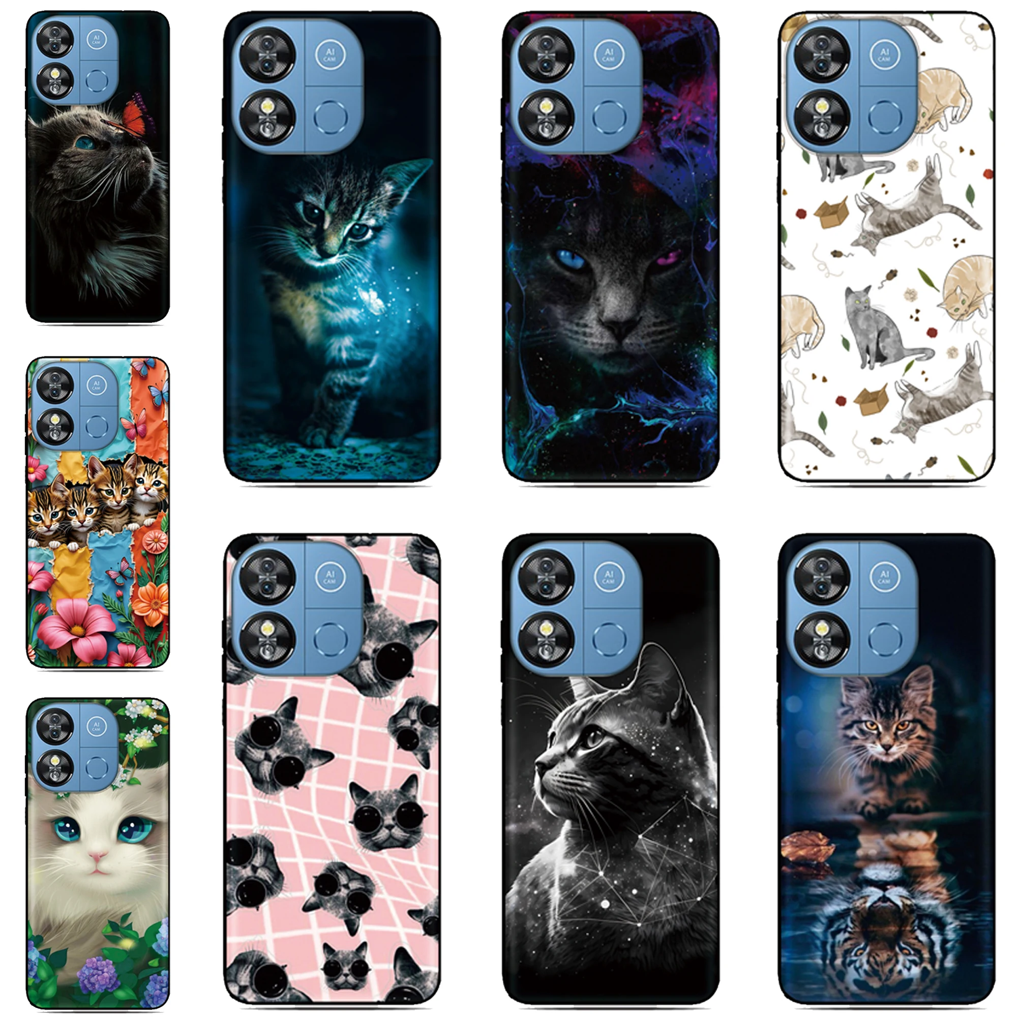 Funda trasera con diseño de gato y Anime para Oukitel C61 C62 C65 C68 C69 C57s C57 C58 C59 Pro C1 C38 P1 C2 C3 C53 C51 C50 C36 C35