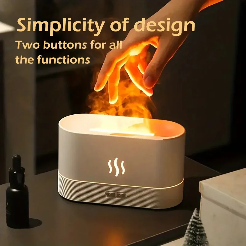 The latest RGB Flame Aromatic diffuser Humidifier USB desktop analog Light Aromatreatment Air Purifier Bedroom 7 color atomizer