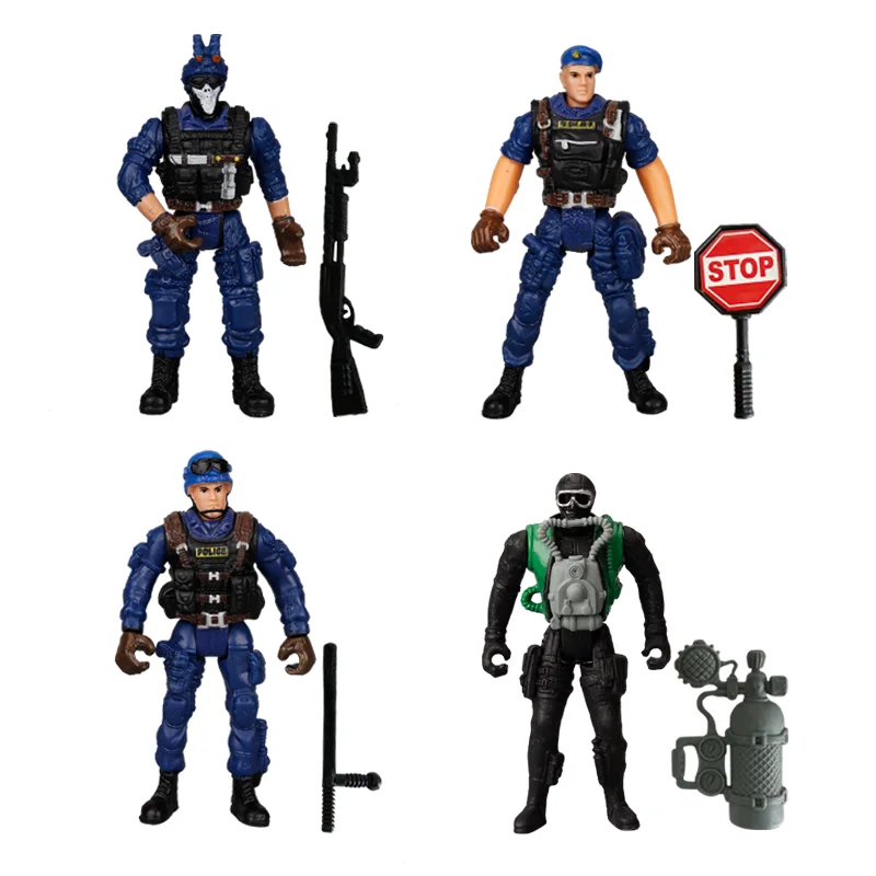 子供のためのアクションフィギュアプレイセット,1:18軍,軍隊,兵士,警察