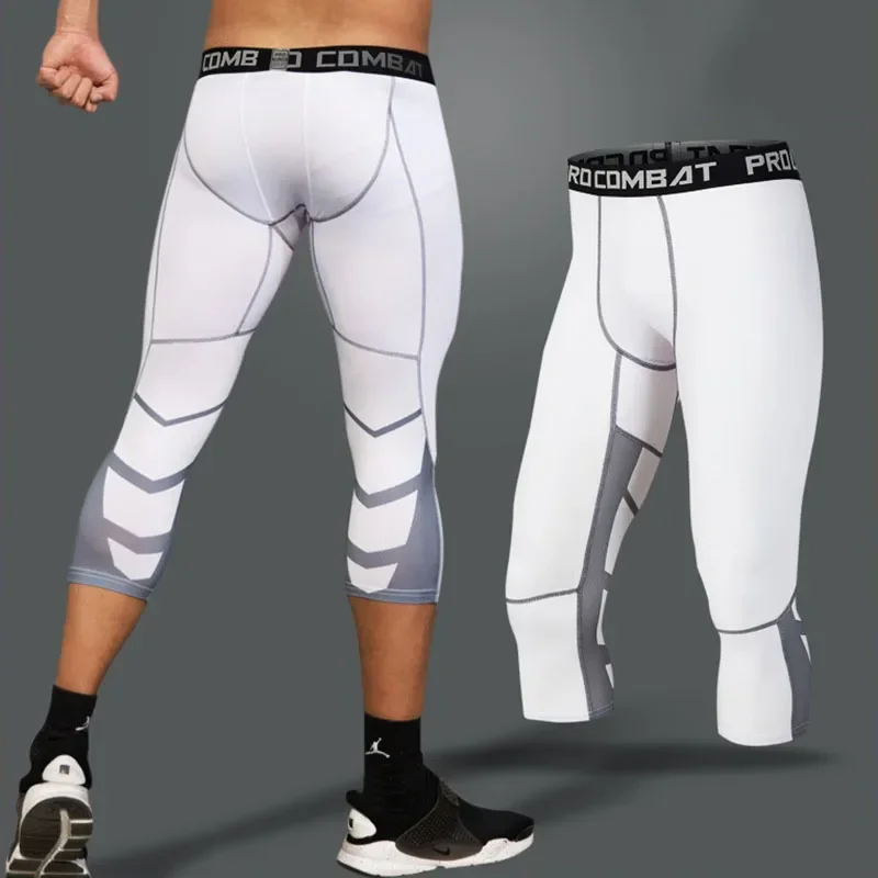 Men\'s Compression Pants Male Tights Leggings for Running Gym Sport Fitness Quick Dry Fit Joggings Workout White Black Trousers