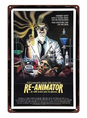 Horror Movie Poster Re Animator metal tin sign nostalgic room wall decor